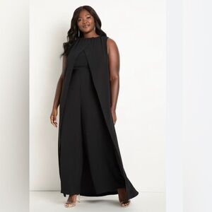 “NEW” Eloquii‎ Black Sheer Cape Sleeve Jumpsuit Sz 20